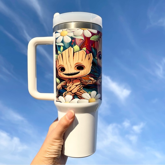 Disney Marvel I Am Groot 40 oz Tumbler/Water bottle/Mug with hand carry handle. - Picture 7 of 12